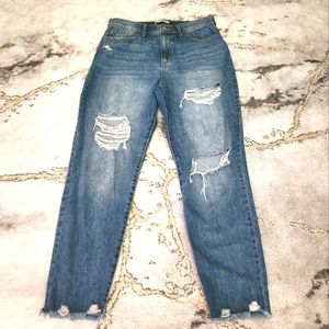 Chic So High Rise Distressed Mom Jeans, Size 13 - Trendy Casual Style.